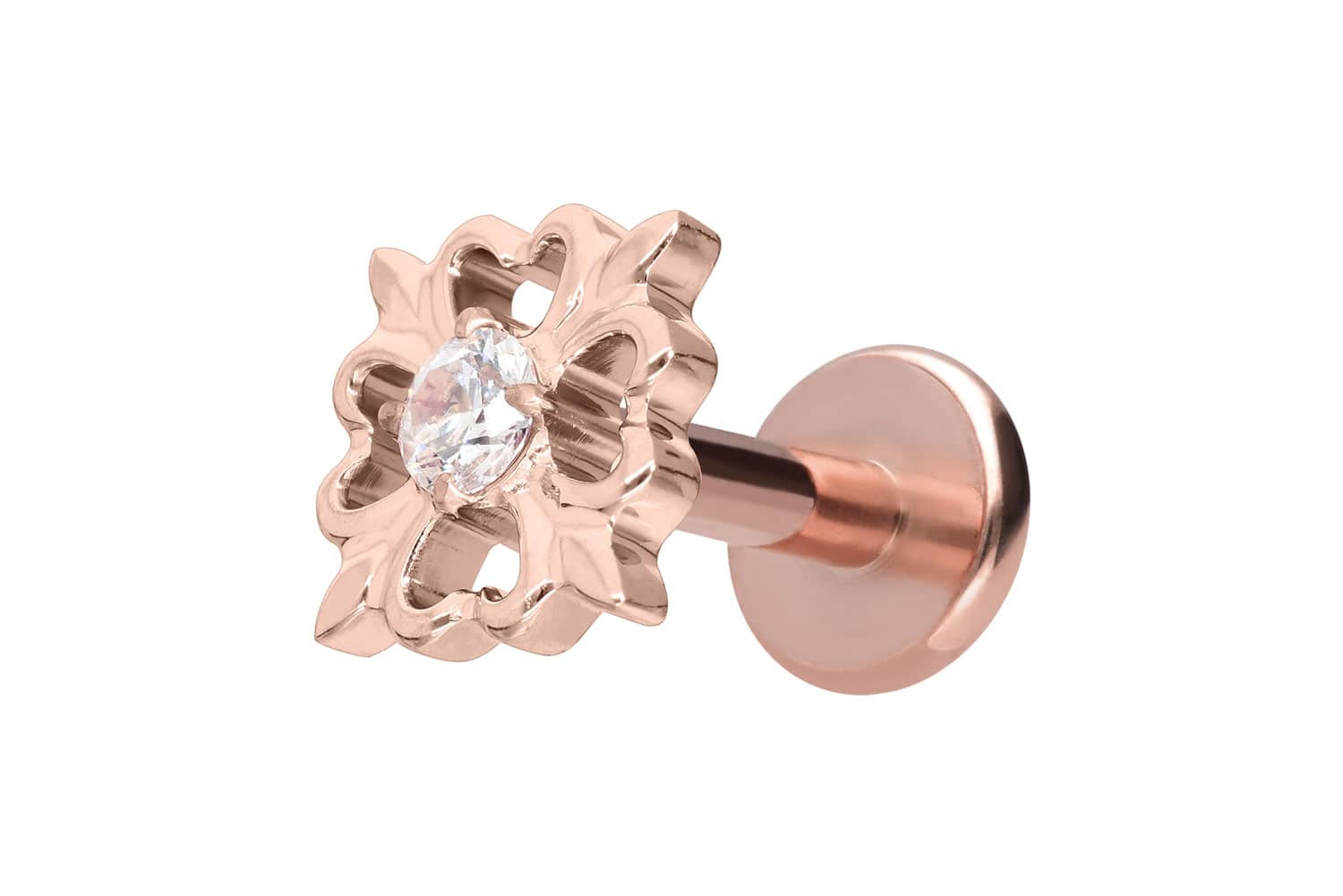 Titan Labret Piercing mit Innengewinde KLEEBLATT